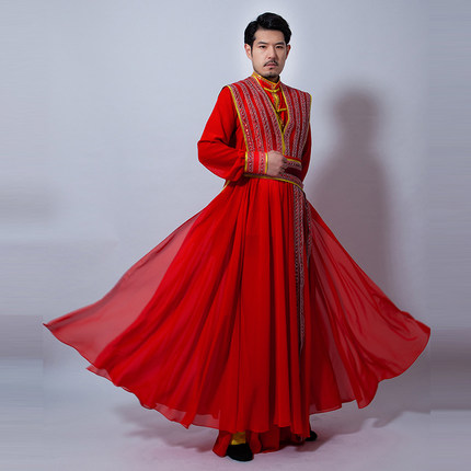 男士紅色開(kāi)場(chǎng)舞服裝