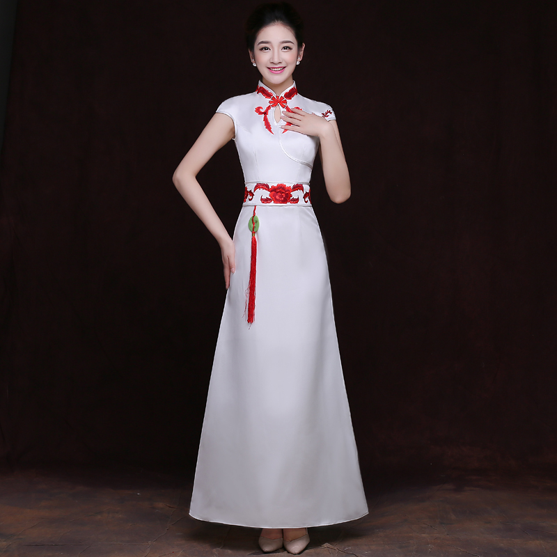 奧運(yùn)旗袍禮儀服裝長款青花瓷服裝